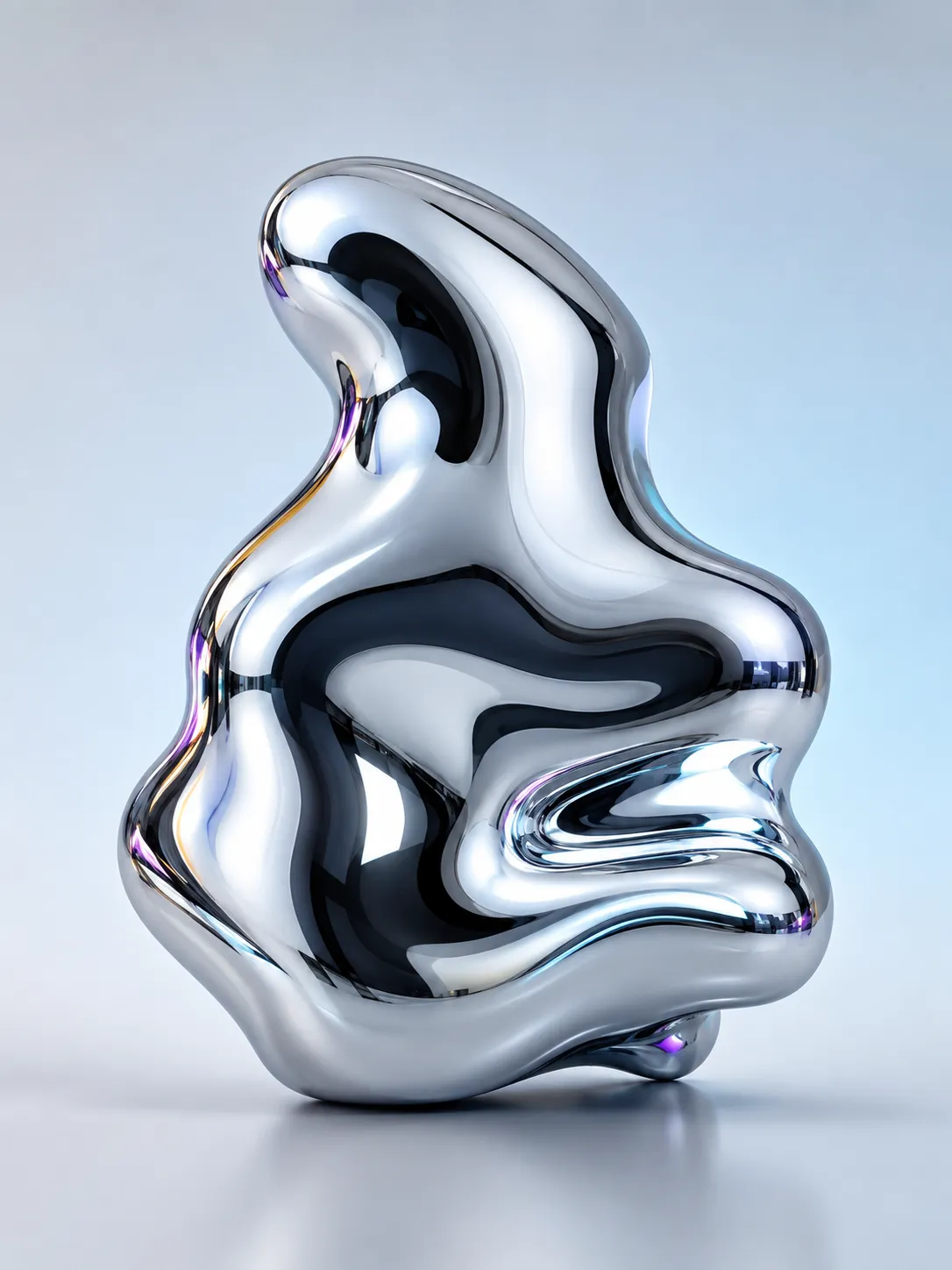 A single organic liquid-chrome blob